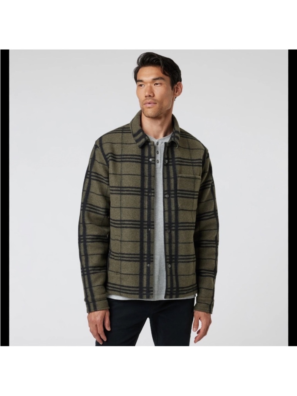 Vuori Men’s Ballard Shirt Jacket Green Black Plaid Lightweight Outerwear XL